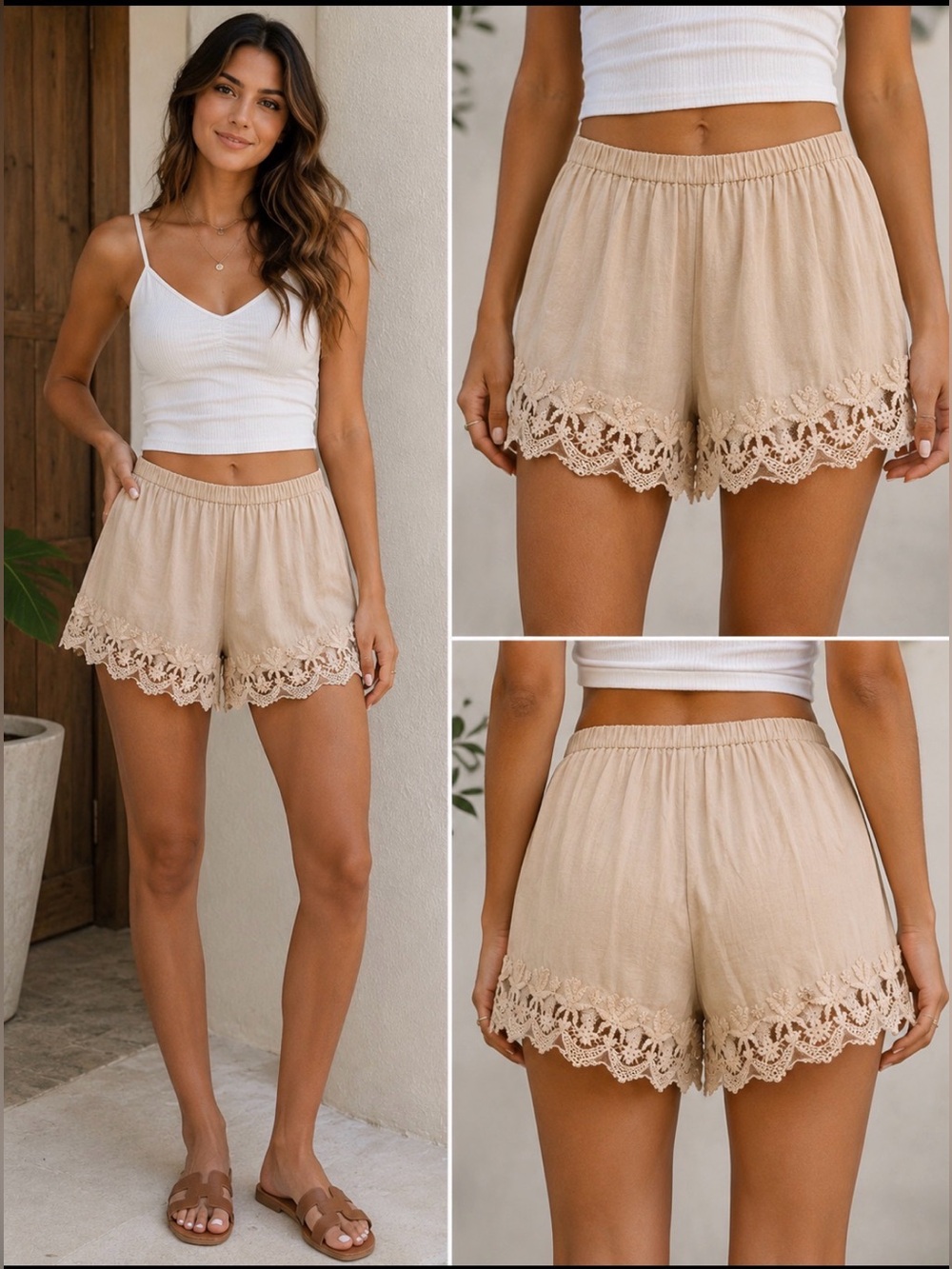 All That Remain Limited Edition Silk Blend Tan Lace Shorts Women’s Size 10